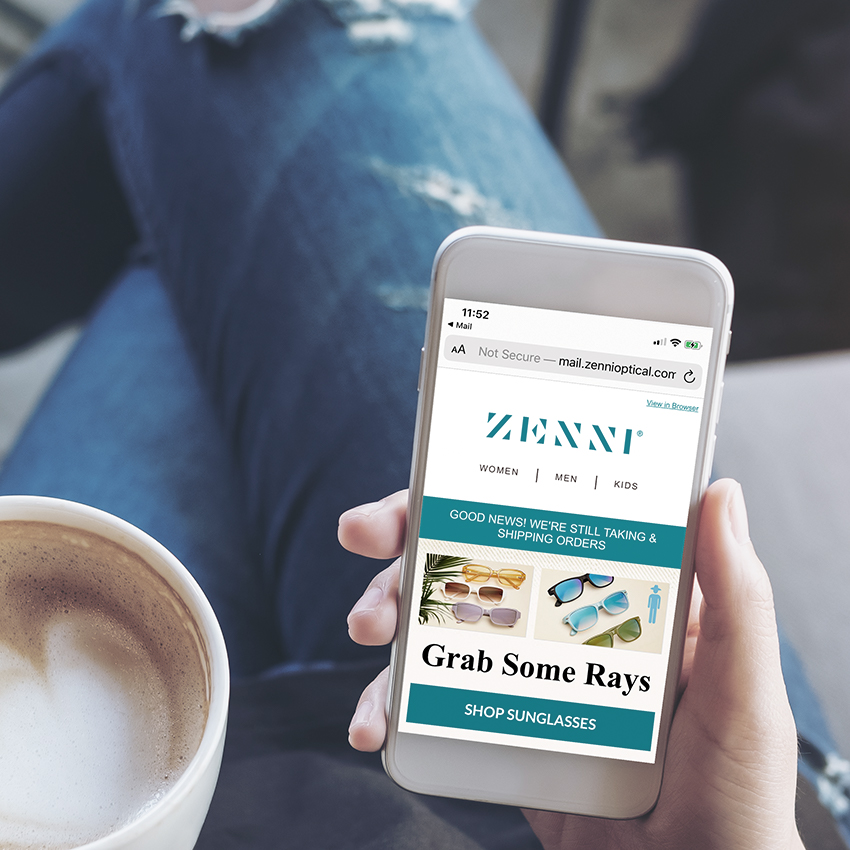 zenni email on mobile phone