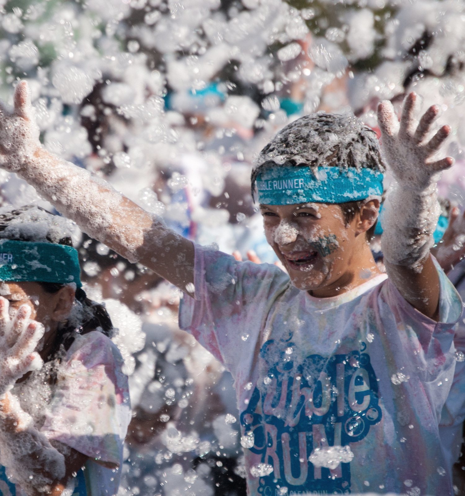 people at color charity run finish line