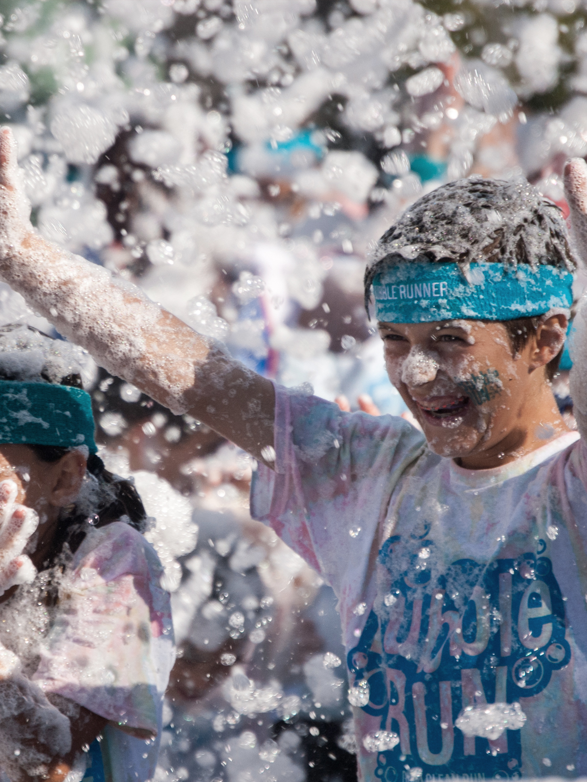 people at color charity run finish line