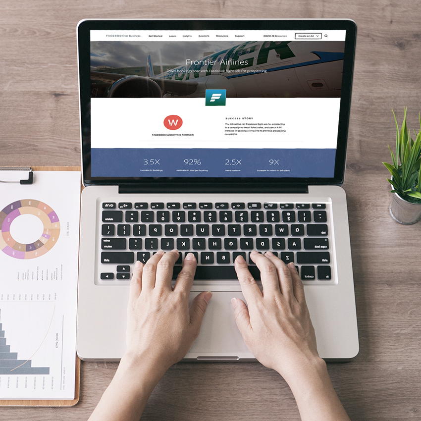 Wpromote Facebook case study on screen