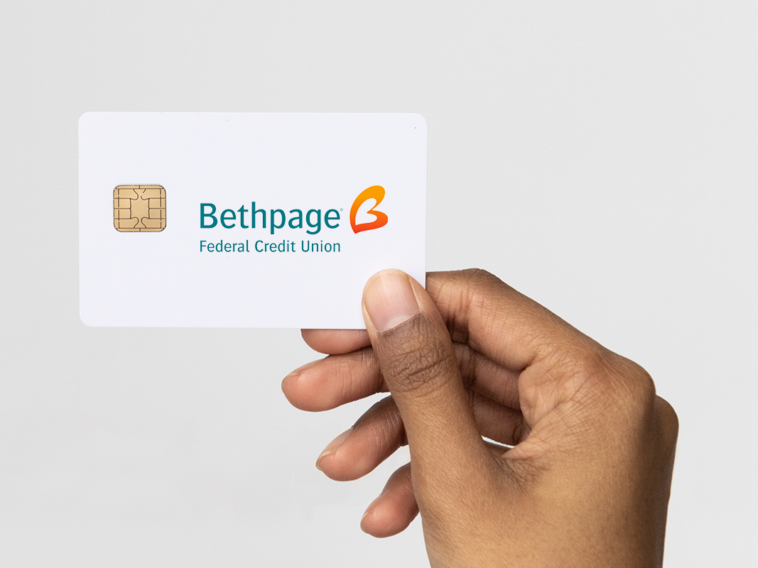 hand holding bethpage debit card