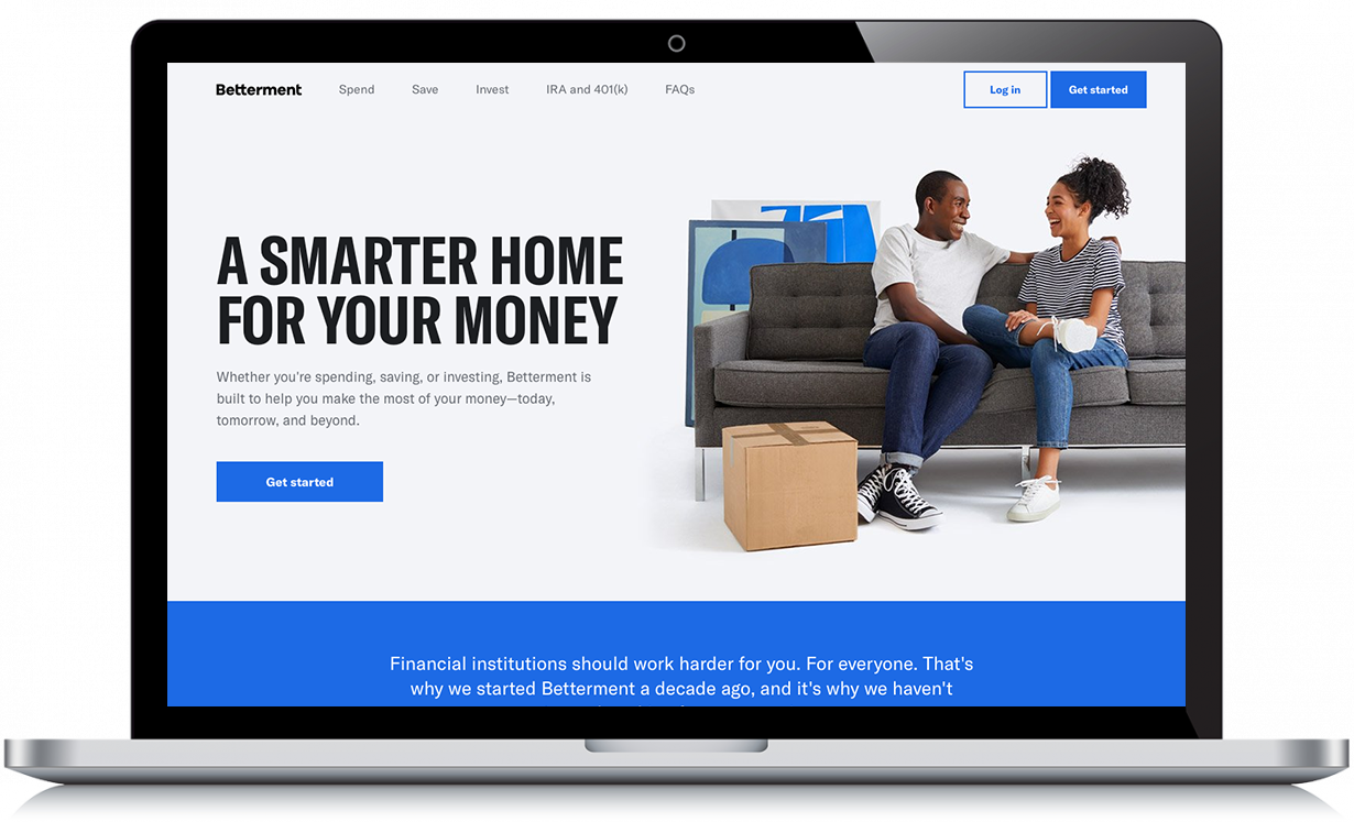 betterment homepage on laptop