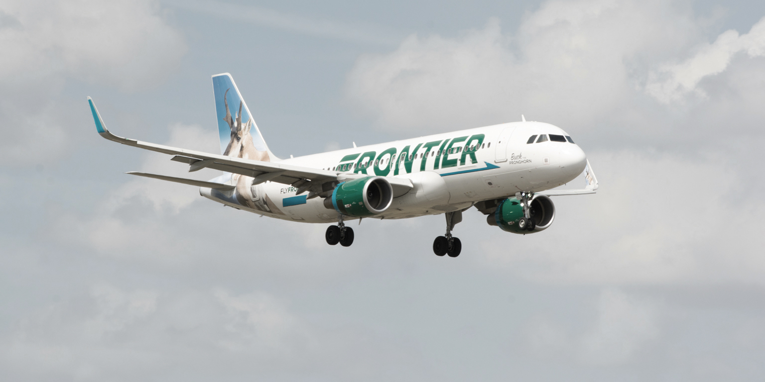 frontier airlines plane in sky