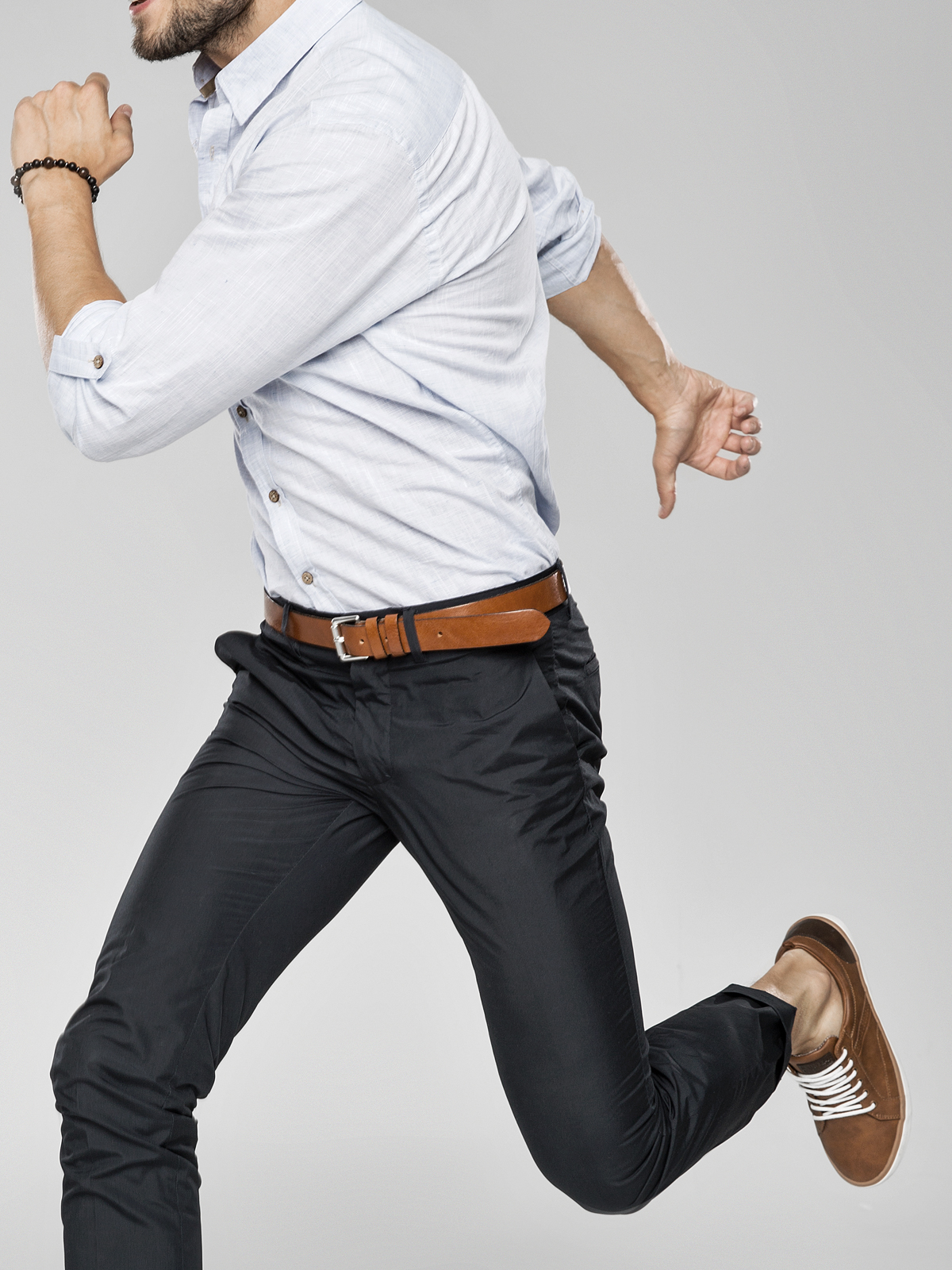 male model jumping posing