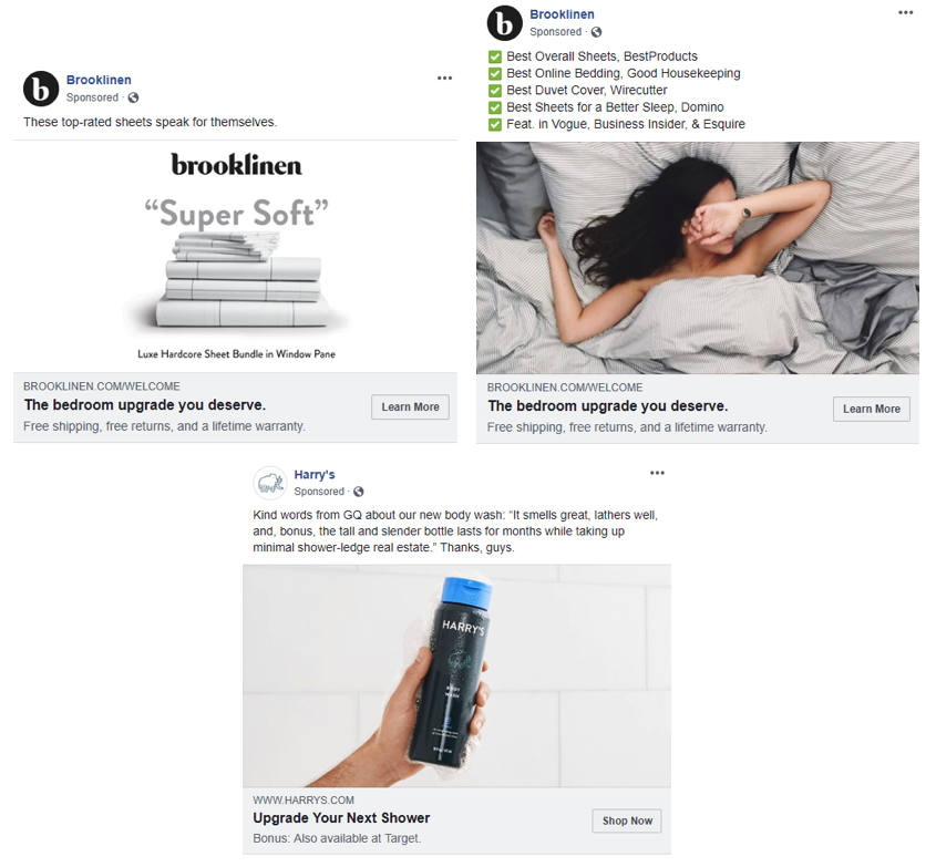 Press mentions in facebook ad copy