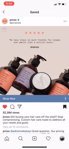 Moving text overlay in facebook ad