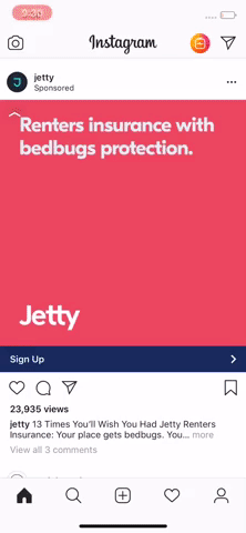 Faking movement using static images in facebook ad