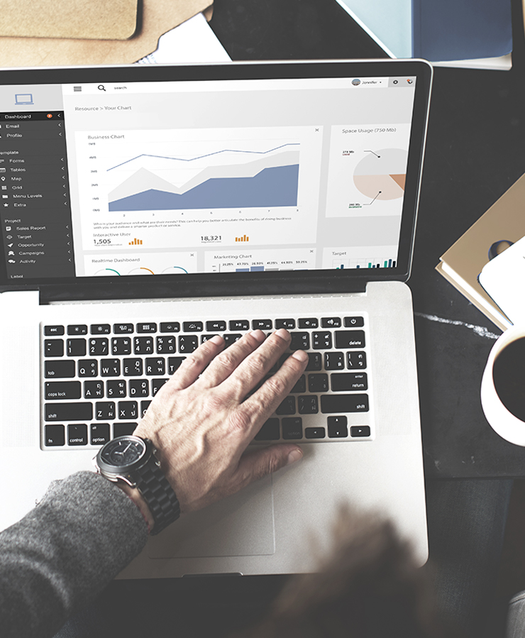 Charts and data on a computer screen