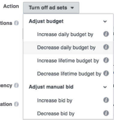 FACEBOOK automated rules