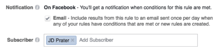 FACEBOOK automated rules