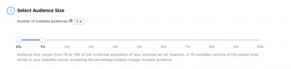 Facebook lookalike audience size slider