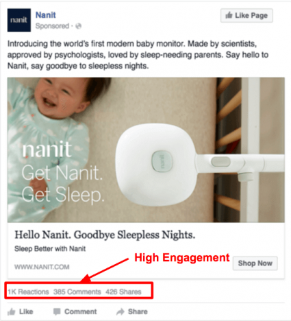 Facebook post with engagement