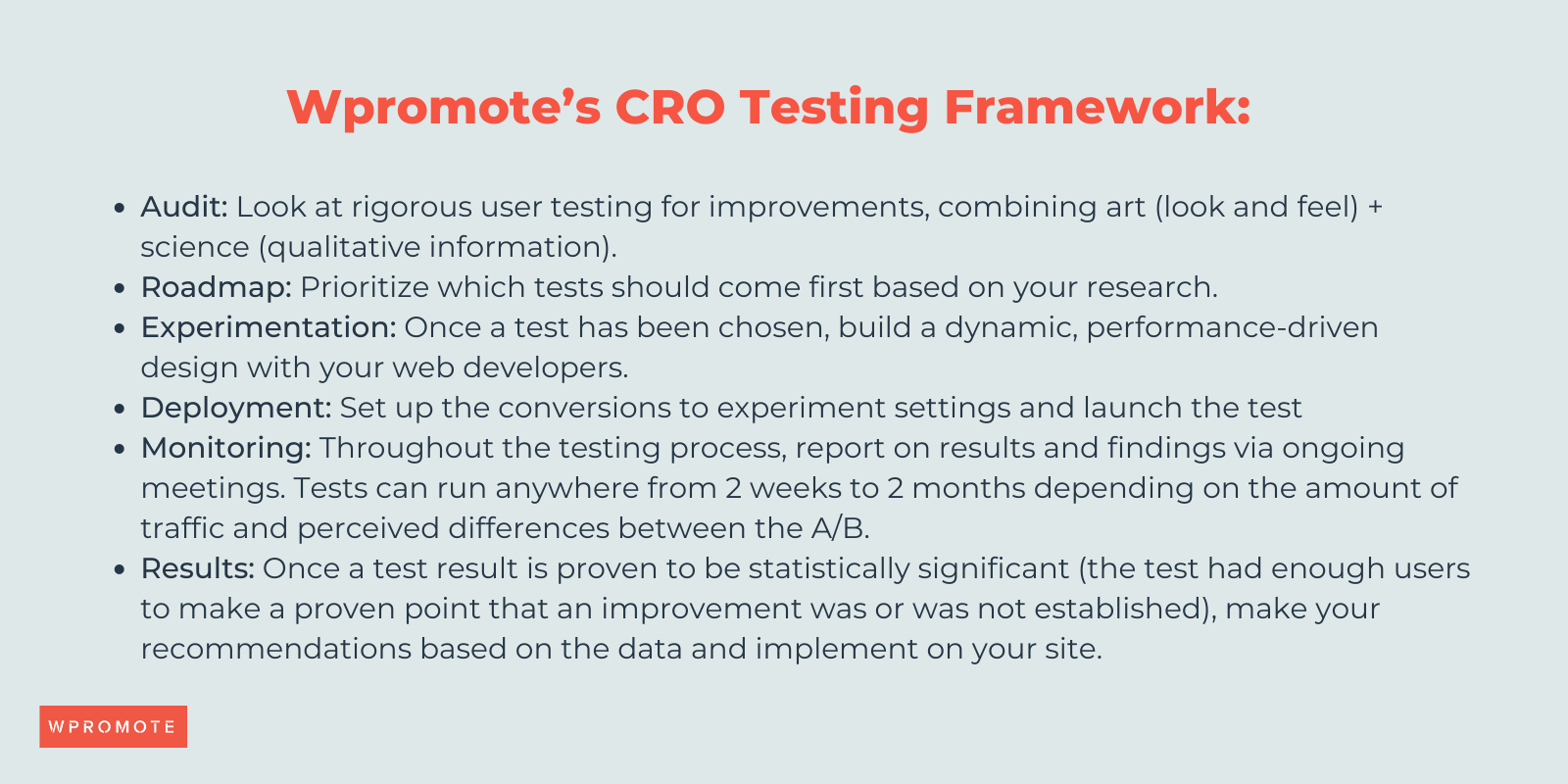 Wpromote's CRO Testing Framework