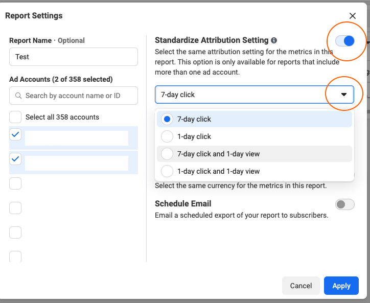facebook business manager 7 day attribution setting