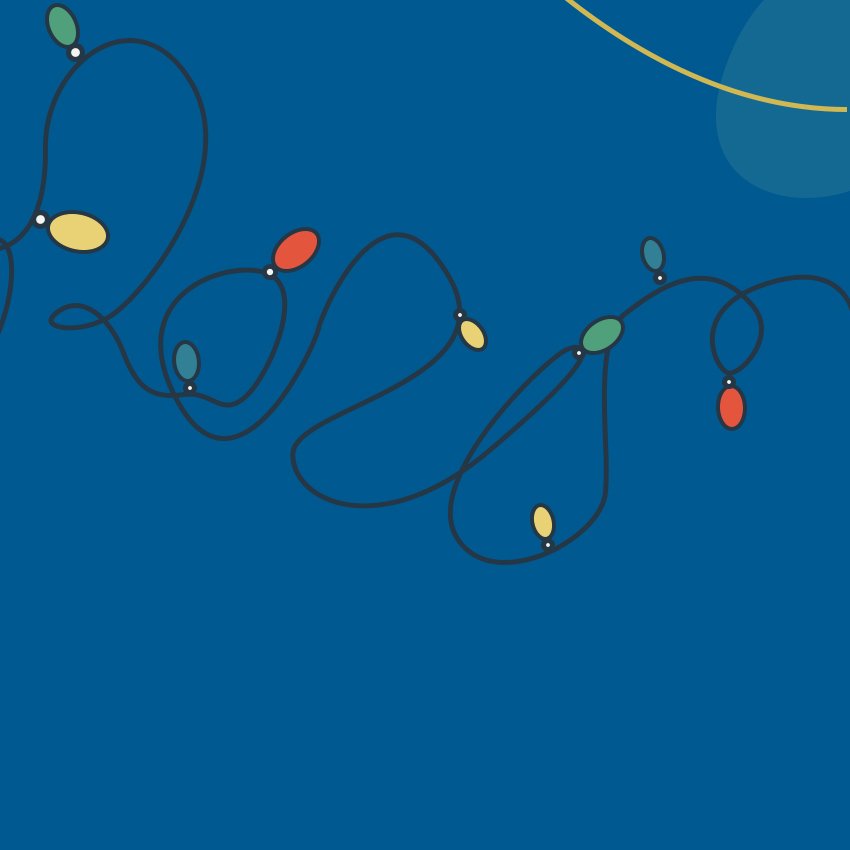 christmas lights on blue background