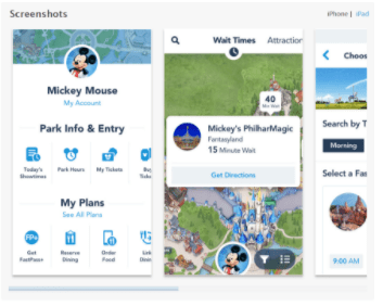 Disney app screenshots