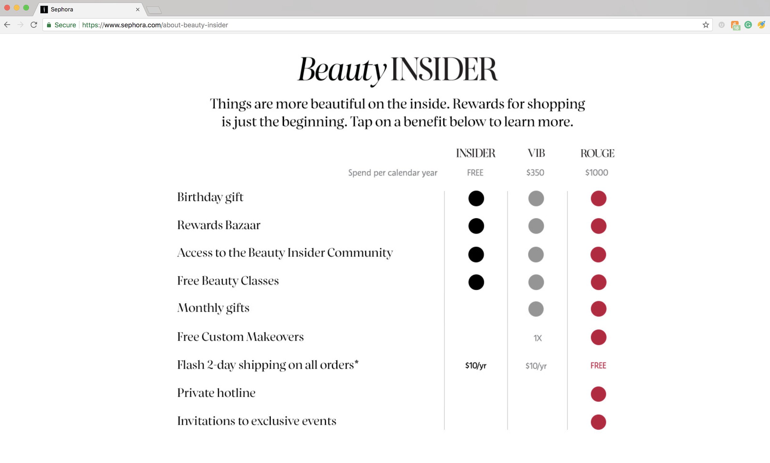 beauty insider sephora screenshot