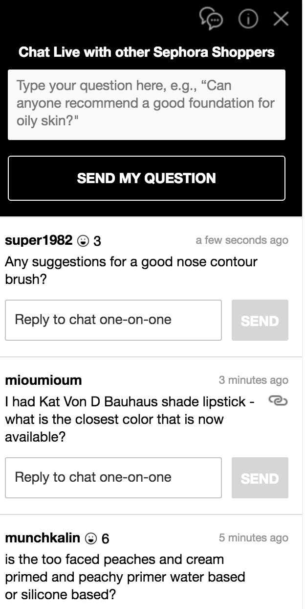 live chat on sephora