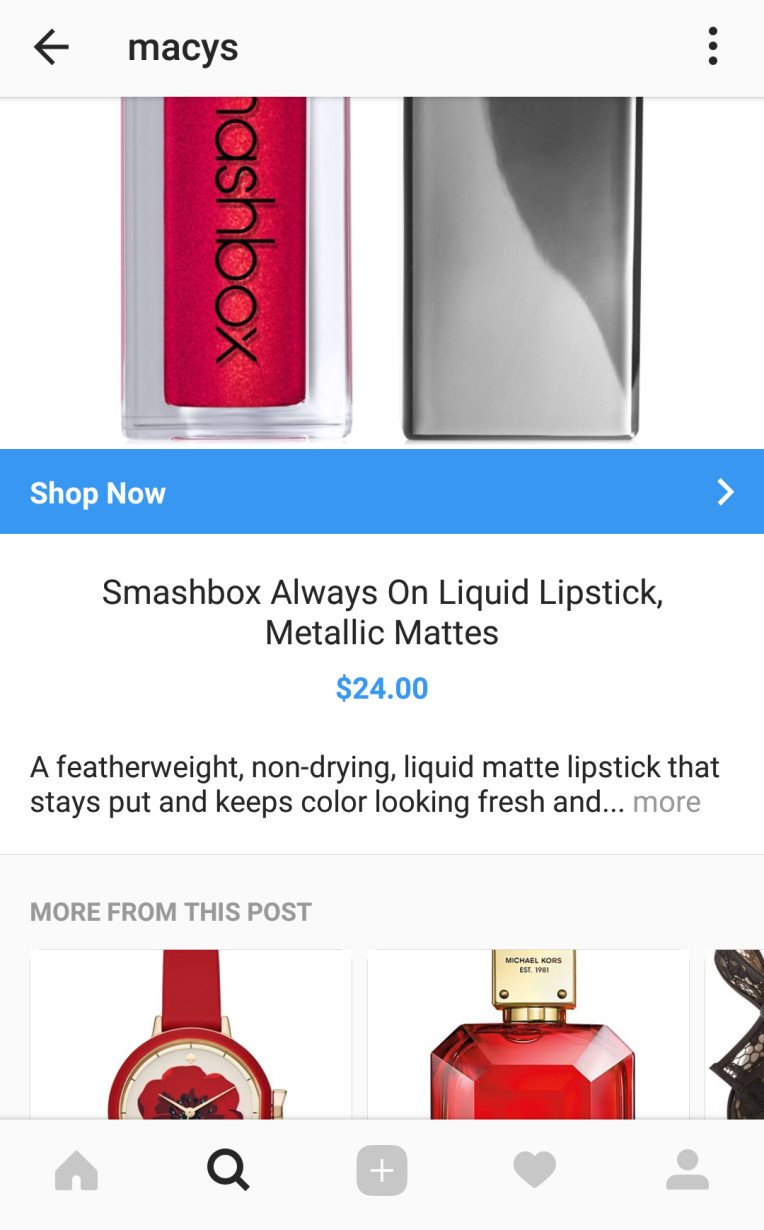 macys shop now option instagram shot