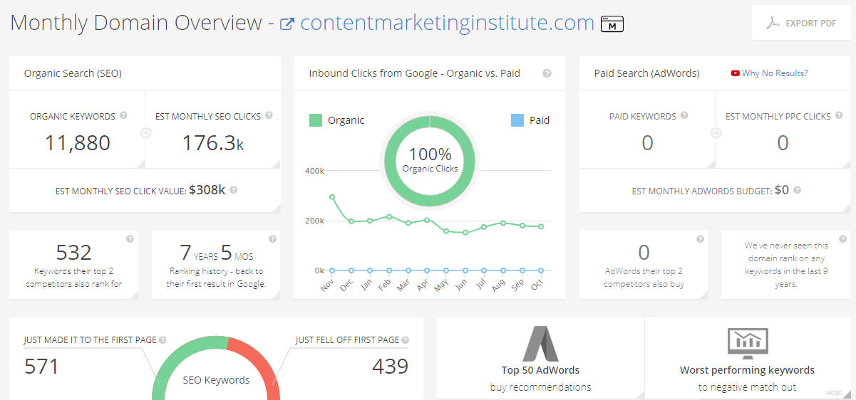 monthly domain overview