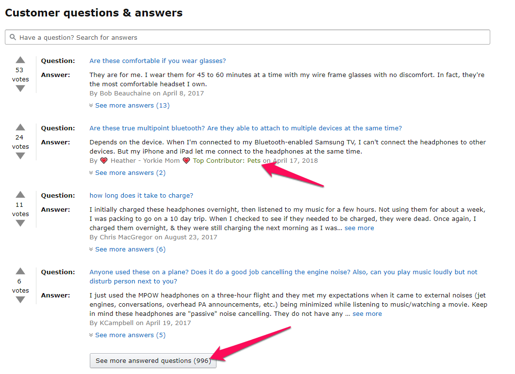 question and answer examples