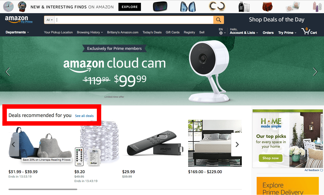 recommended deals amazon highlight