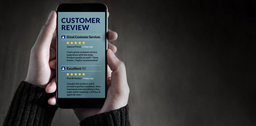 customer reviews on mobile device