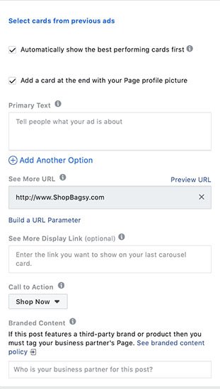 instagram ad builder screenshot