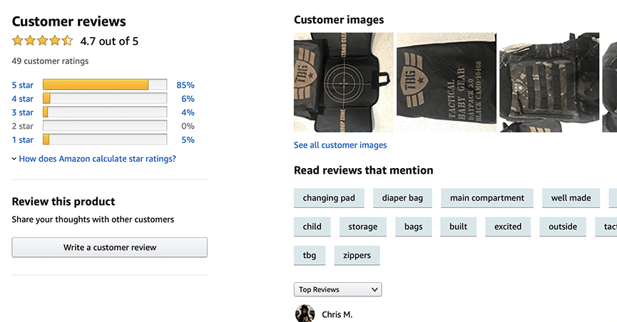 Customer review on Amazon