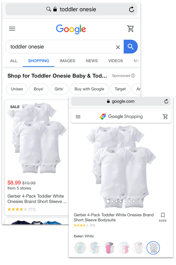 Toddler Onsie google shopping