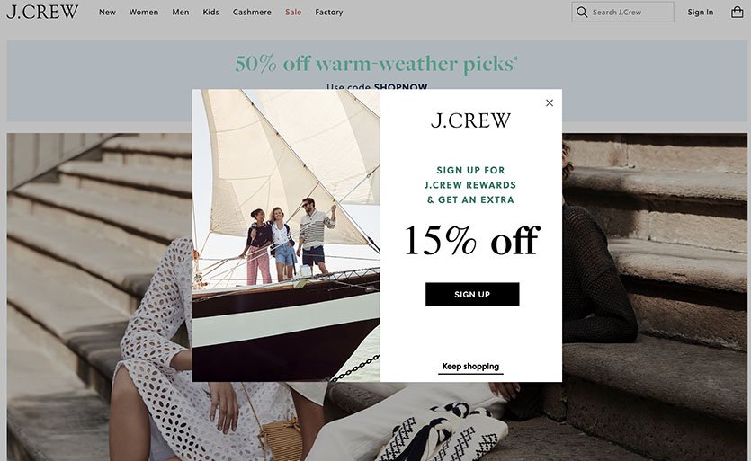 j crew email sign up offer