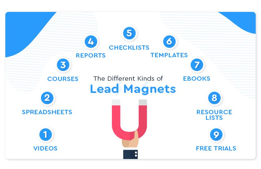 the different kinds of lead magents graphic