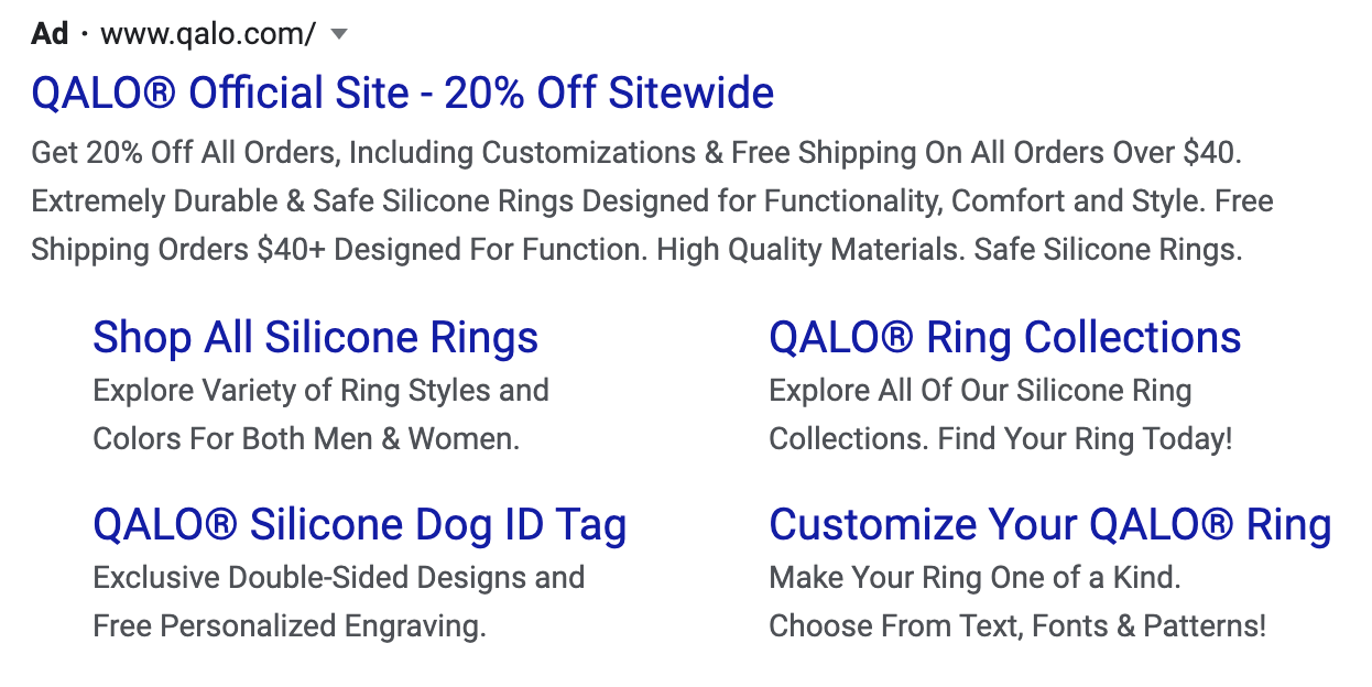 Qalo PPC Ad example