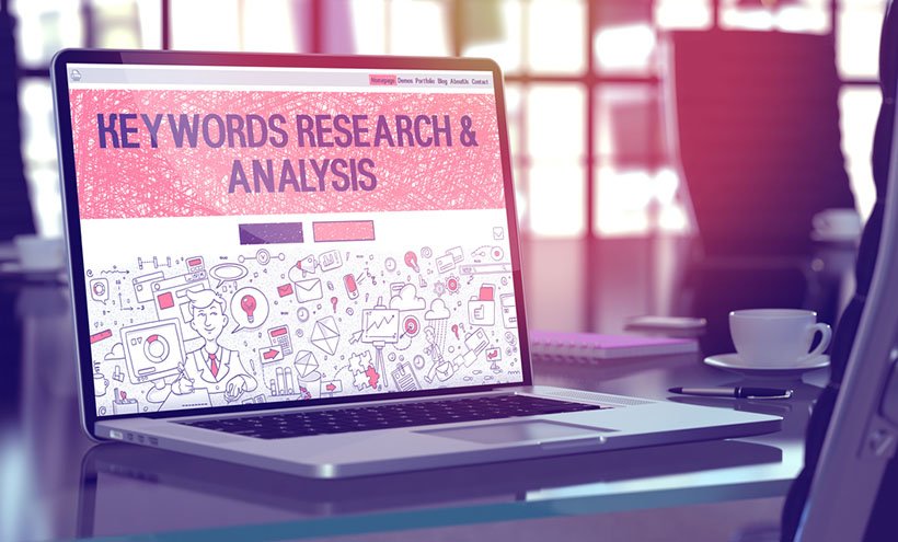 keyword research and analysis on laptop