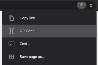 Screenshot of how to create QR code with Google chrome