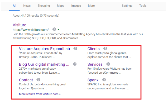 visiture search results schema highlight