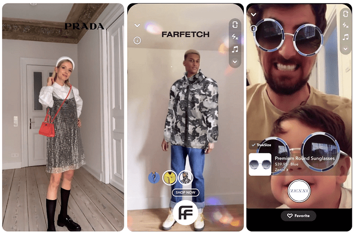 Screenshots of snap ar examples