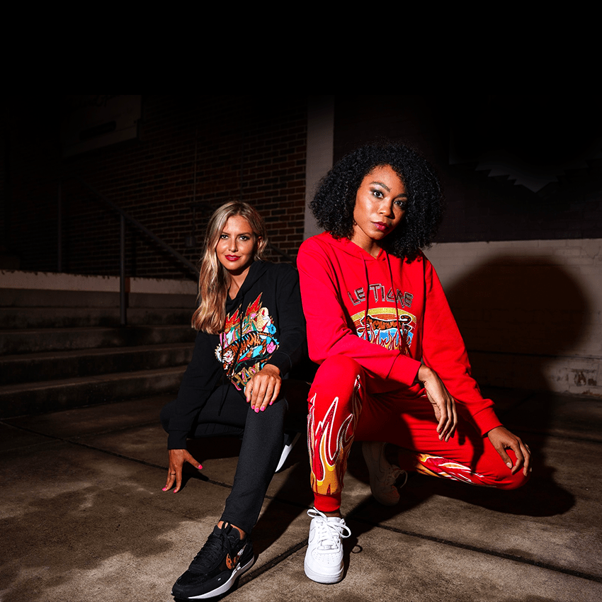 two female hibbett models