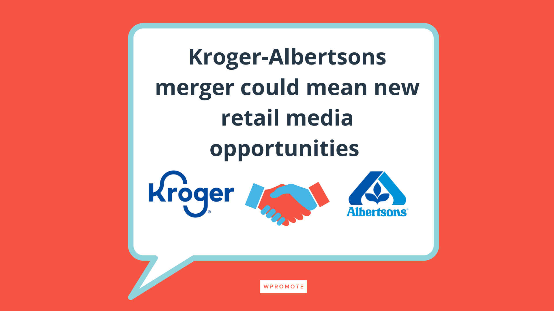 speech bubble with kroger and albertsons shaking hands