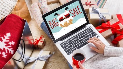 Computer showing big christmas sale