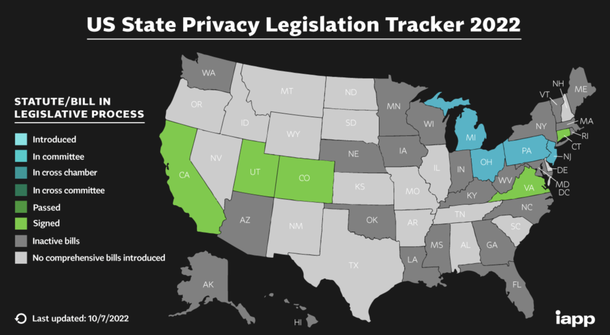 US state privacy legislation tracker 2022