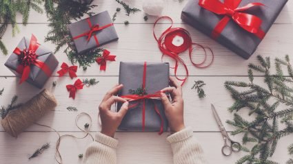 Holiday shopping and gift wrapping
