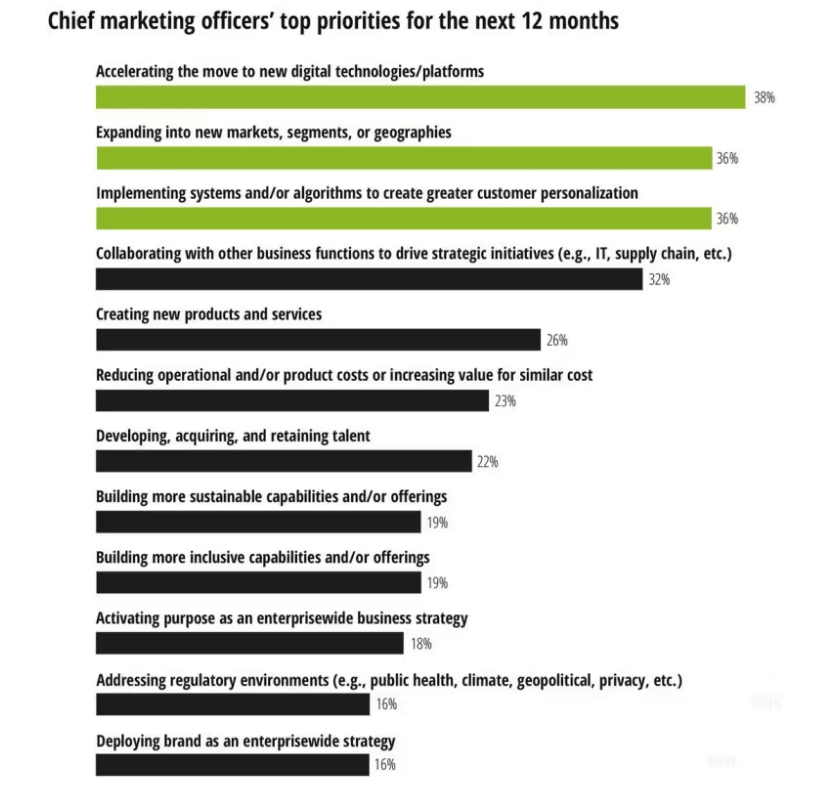 Chief Marketing Officers' Top Priorities For the Next 12 Months