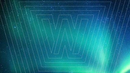 Wpromote logo on aurora borealis colored background