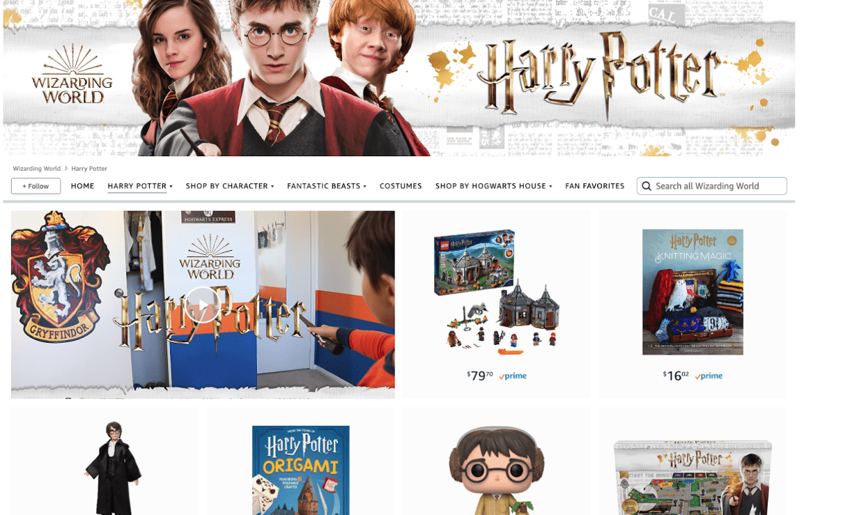 Amazon Storefront Harry Potter