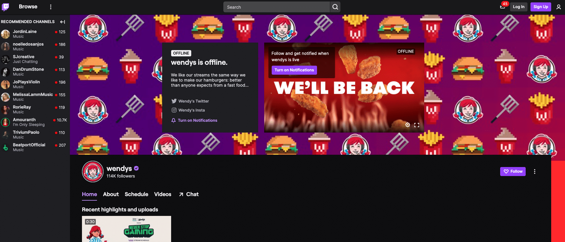 Example of Branded Twitch homepage