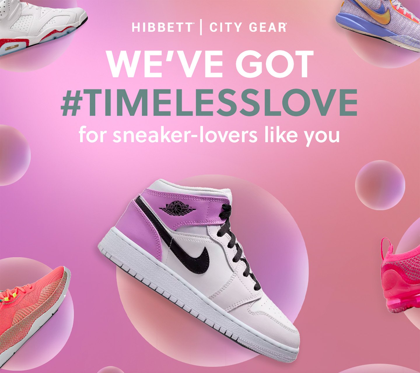 Hibbett ad creative for Nike sneakers