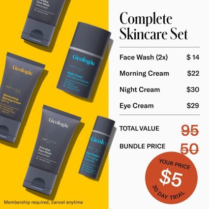 Ad showing a big discount on a complete skincare set bundle