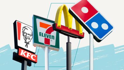 Graphic of fast food franchise signs