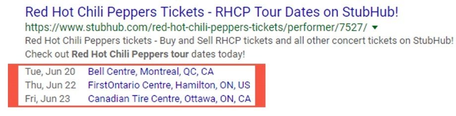 Rich snippets example